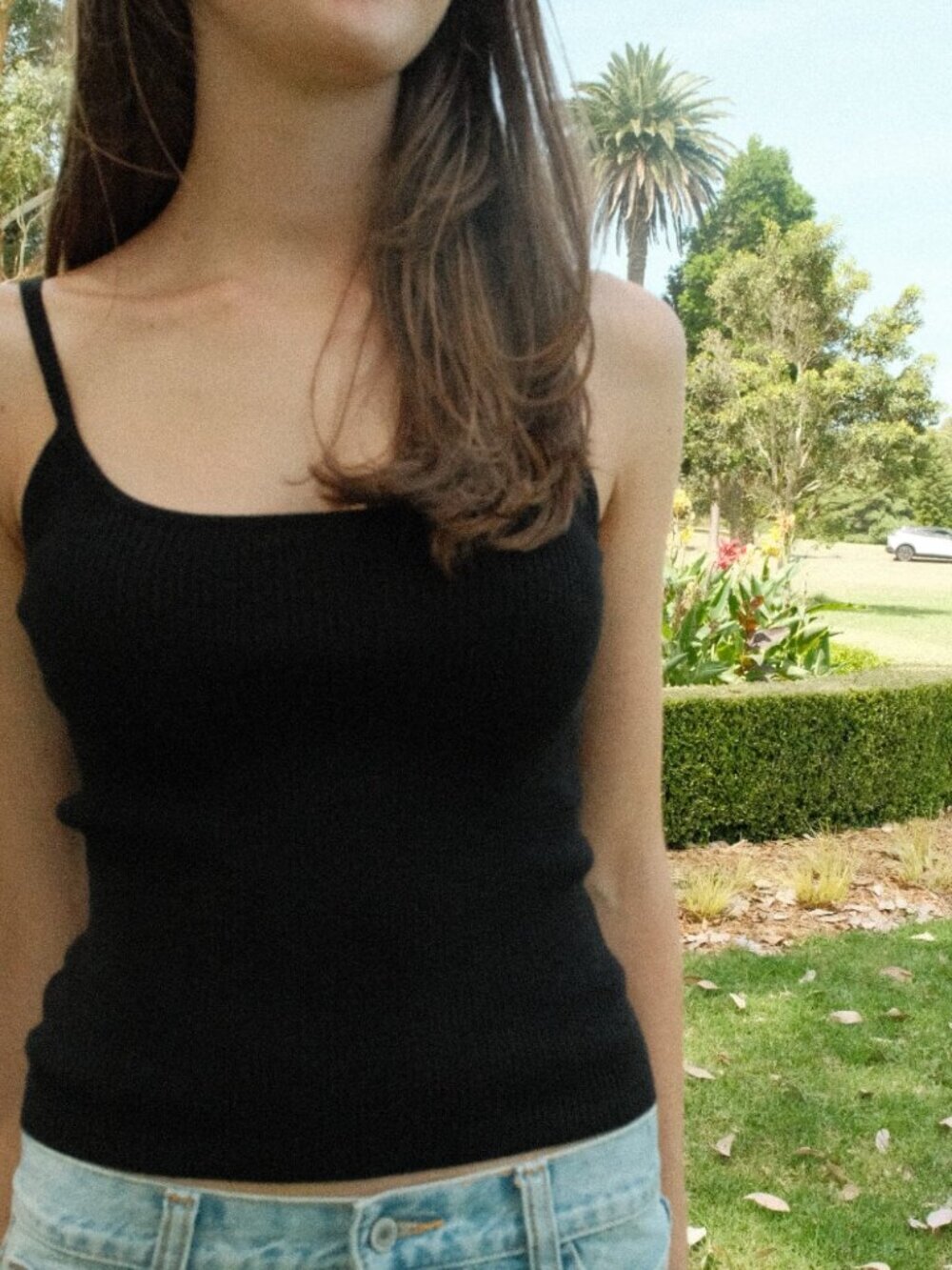 Brandy Melville Black Ribbed Tank Top - M